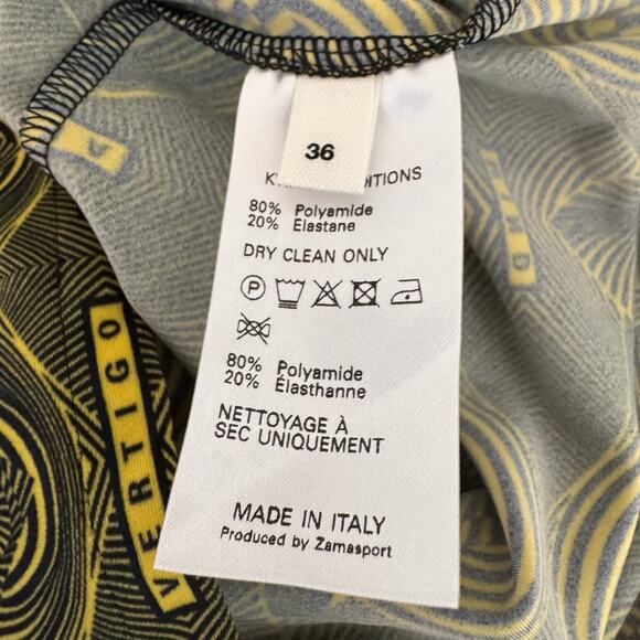 Kwaidan Editions Stretch Top Yellow Geometric Size XS Zip Y2K Psychedelic Techno - Picture 9 of 9